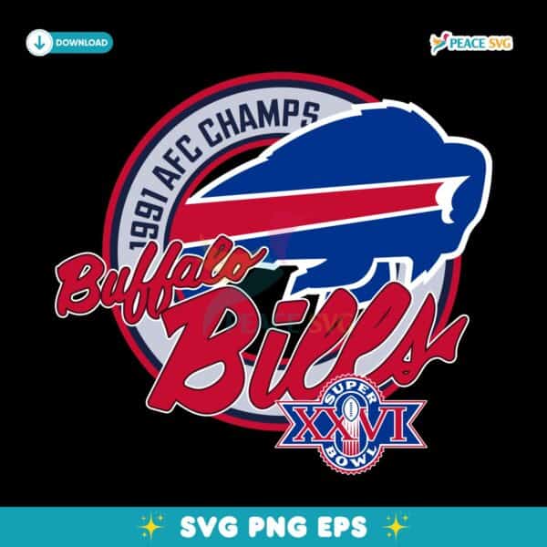 Buffalo Bills 1991 Afc Champs Super Bowl Xxvi Logo Retro SVG