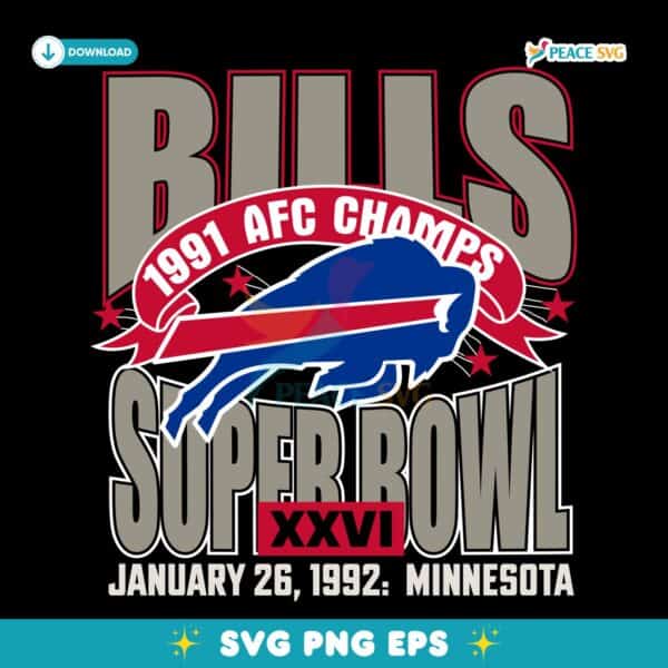 Buffalo Bills 1991 Afc Champs Super Bowl Xxvi Minnesota SVG
