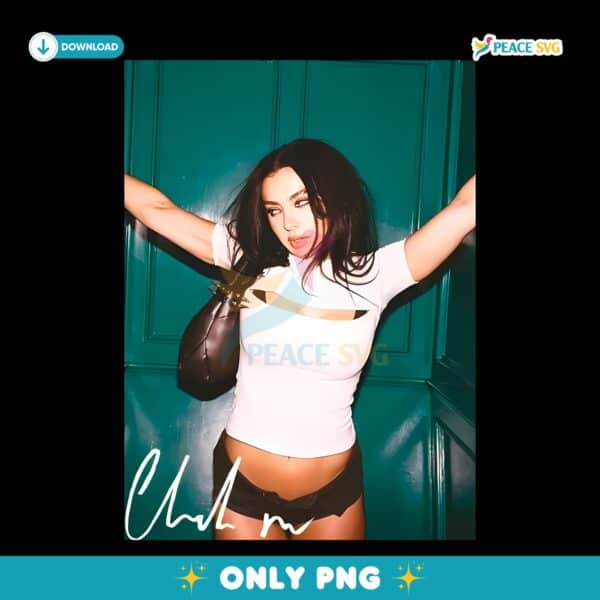 Charli Xcx Retro Glam Fashion Pose PNG
