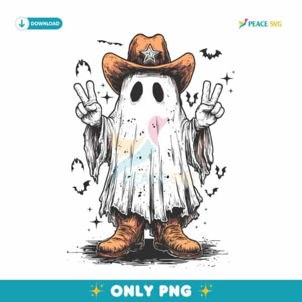 Cowboy Ghost Western Howdy Halloween PNG