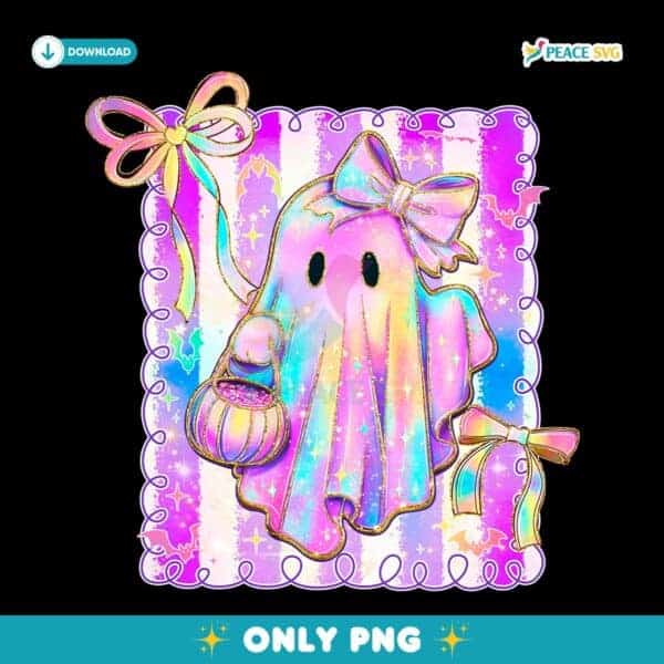Cute Neon Coquette Ghost Spooky Pumpkin Floral Halloween PNG