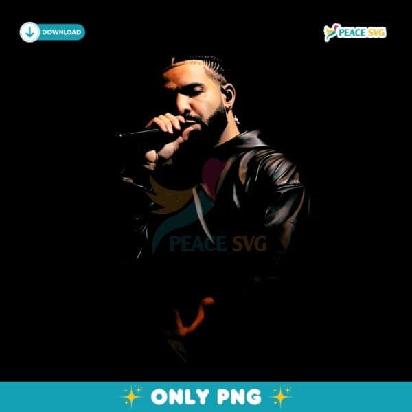 Drake Live Mic Moment In Leather Stage Portrait PNG