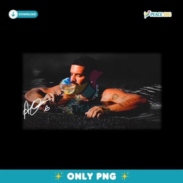 Drake Vintage Swimming Pose Graphic PNG