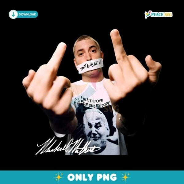 Eminem Middle Finger Rap Icon Vintage Attitude PNG