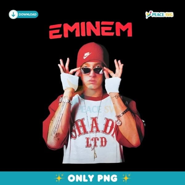 Eminem Shady Ltd Red Outfit Rap Icon Vintage Style PNG