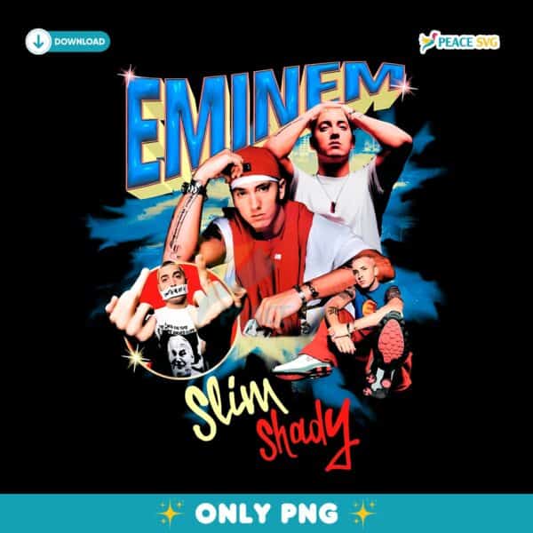 Eminem Slim Shady Cartoon Collage Vintage Rap PNG
