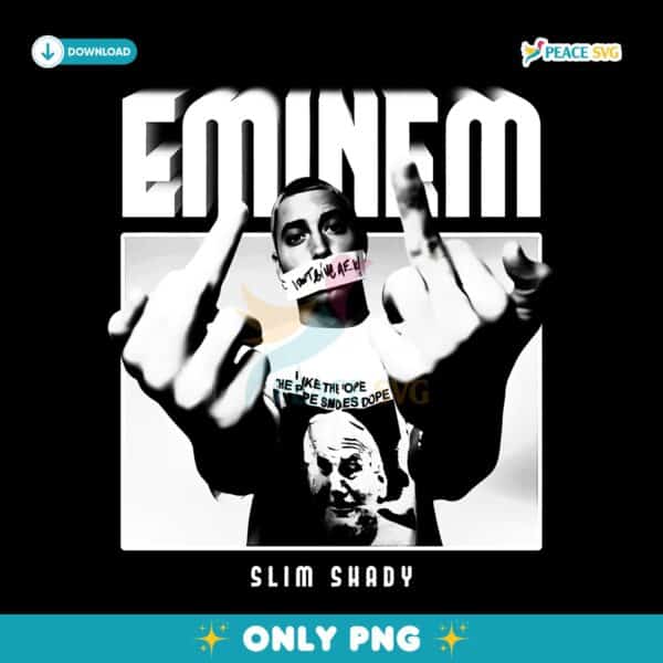 Eminem Slim Shady Middle Finger Rap Icon Vintage PNG