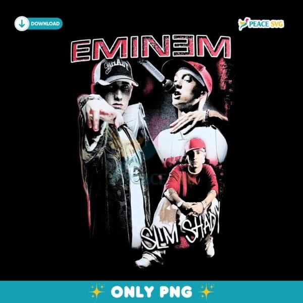 Eminem Slim Shady Red Black Vintage Rap PNG