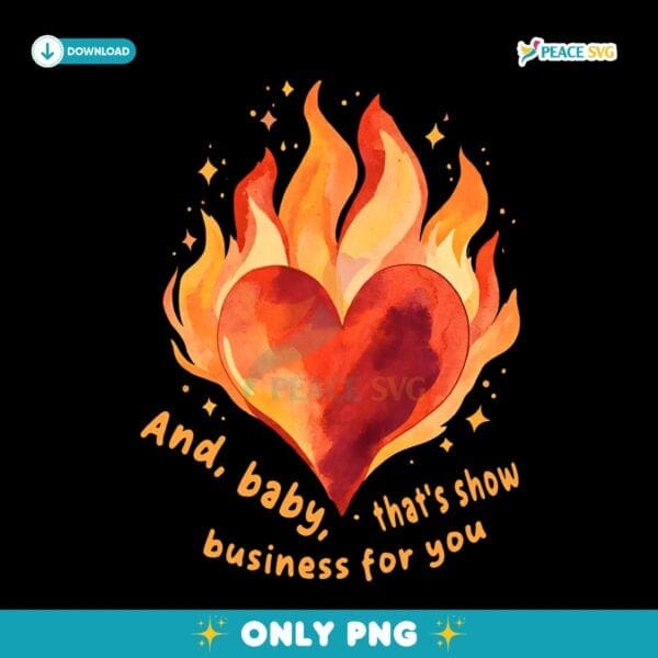 Flaming Heart Taylor Swift Showgirl Era Concert Fan PNG