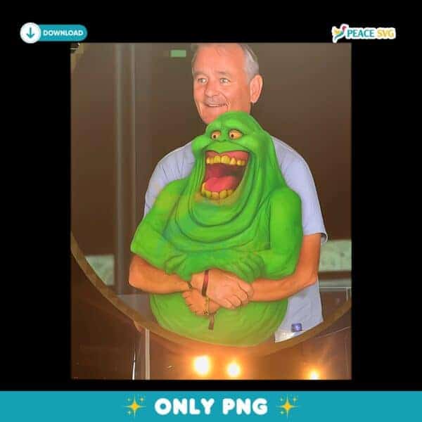 Funny Ghostbusters Slimer Hug Meme Retro Bill Murray PNG