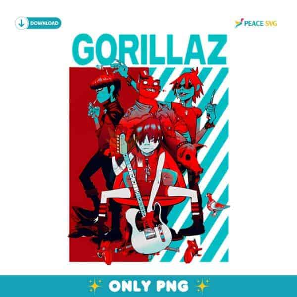 Gorillaz Band Stuart Pot Guitar Poster Style Fanart PNG
