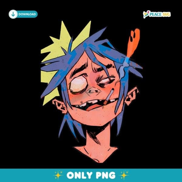 Gorillaz Stuart Pot Cartoon Head Portrait Fanart PNG