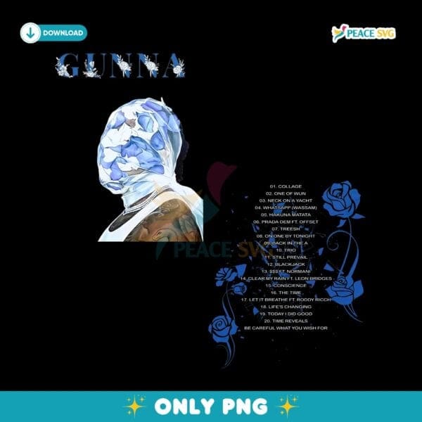 Gunna Blue Rose Mask Portrait And Tracklist Art PNG