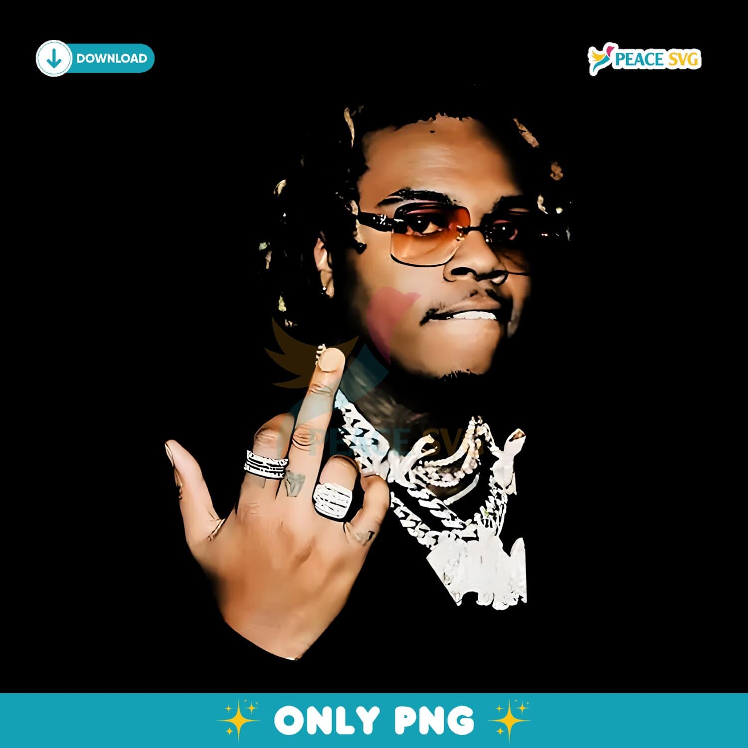 Gunna Bold Attitude Streetwear Portrait Design PNG