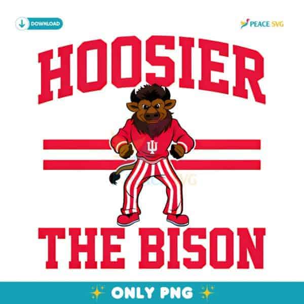 Hoosier The Bison Indiana University Mascot In Red Striped Uniform PNG