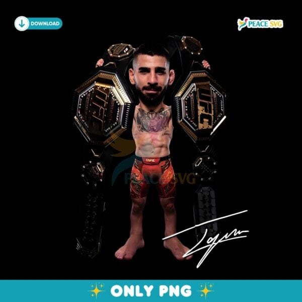 Ilia Topuria Cartoon Body Double Ufc Belt Champion PNG