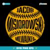 Jacob Misiorowski Milwaukee Baseball Vintage Yellow Stitched Ball SVG