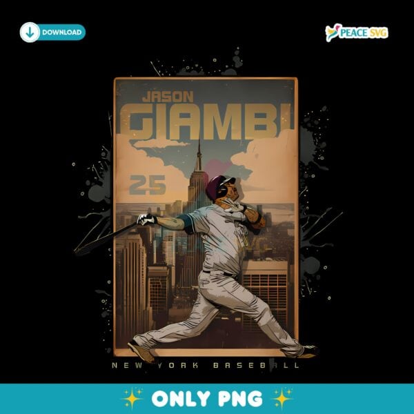Jason Giambi New York Baseball Skyline Number 25 PNG