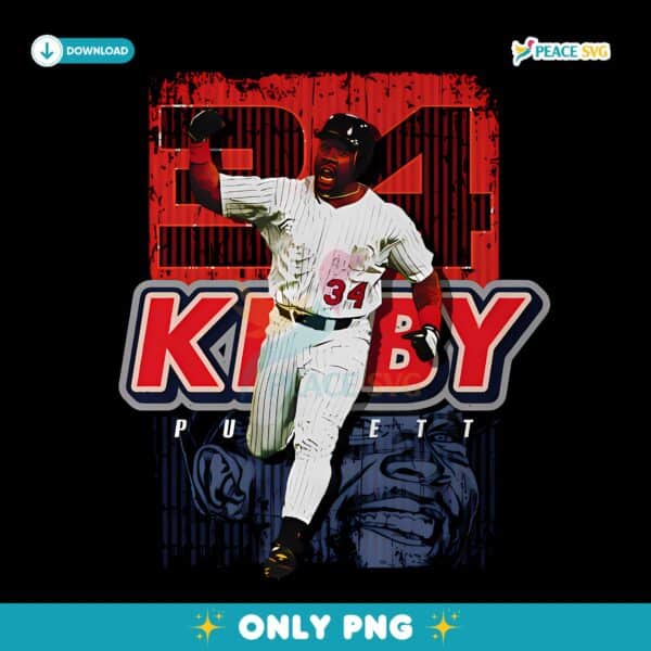 Kirby Puckett Minnesota Twins Number 34 Vintage Baseball PNG