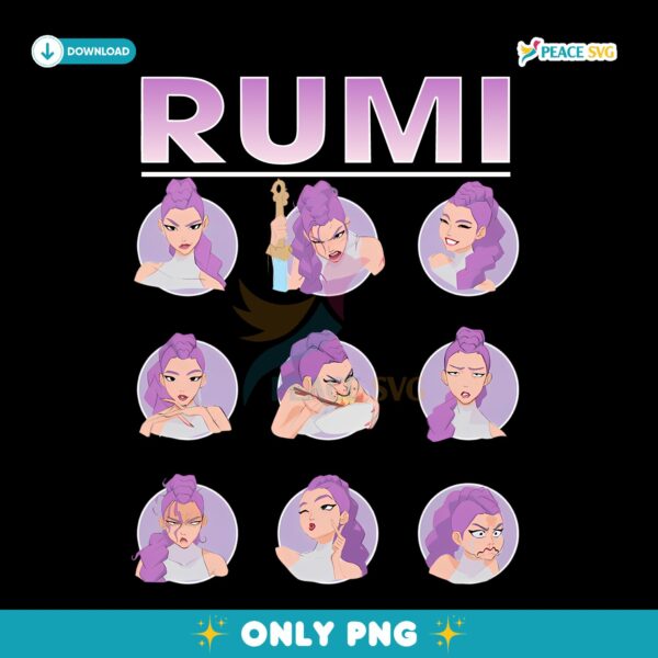 Kpop Demon Hunters Rumi Expressions Comfort Colors PNG