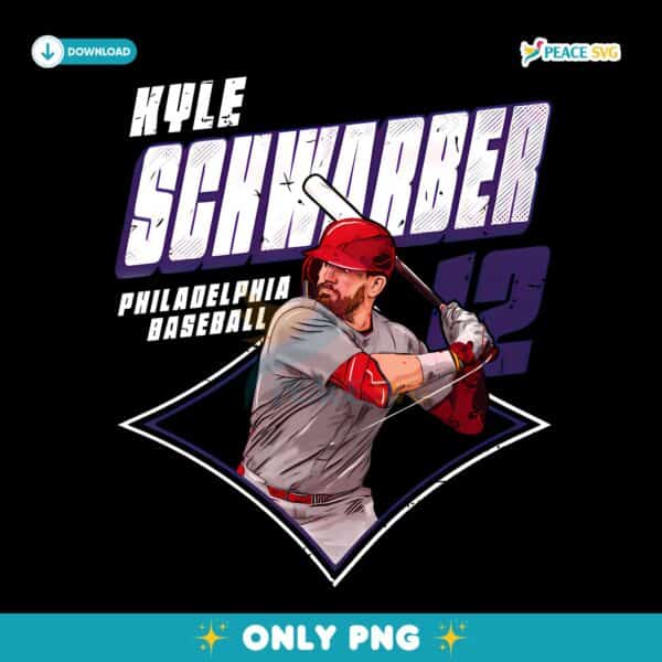 Kyle Schwarber Philadelphia Baseball Diamond Graphic Batting Illustration PNG