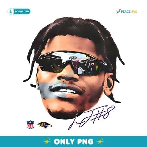 Lamar Jackson Baltimore Ravens Sunglasses Portrait PNG