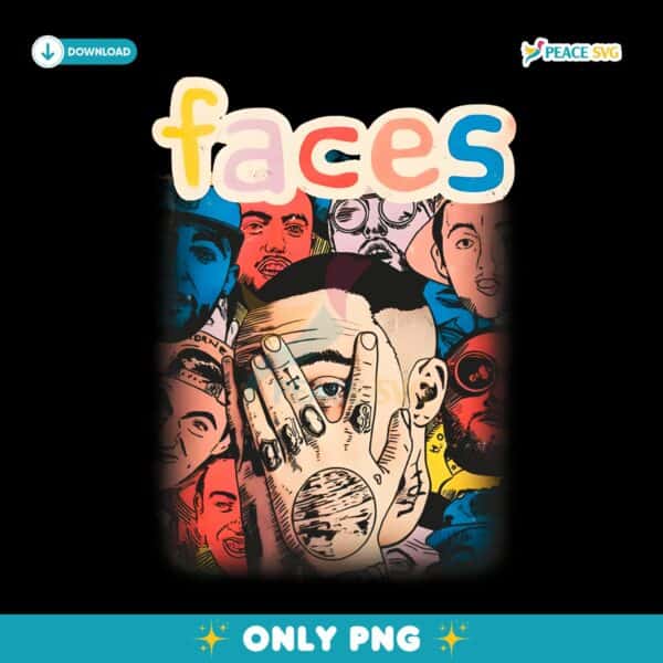 Mac Miller Faces Album Art Psychedelic Vintage Aesthetic PNG