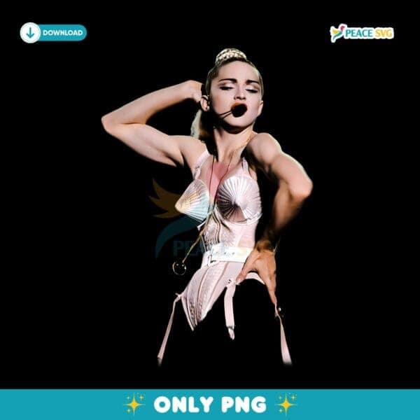 Madonna Blonde Ambition Tour Iconic Cone Bra Corset Concert PNG