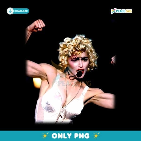 Madonna Blonde Ambition Tour Strong Pose White Corset Concert PNG
