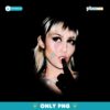 Miley Cyrus Blonde Hair Black Glove Playful Pose Black Graphic PNG