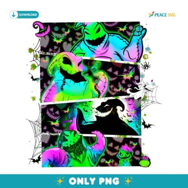 Neon Oogie Boogie Cartoon Spooky Horror Halloween PNG
