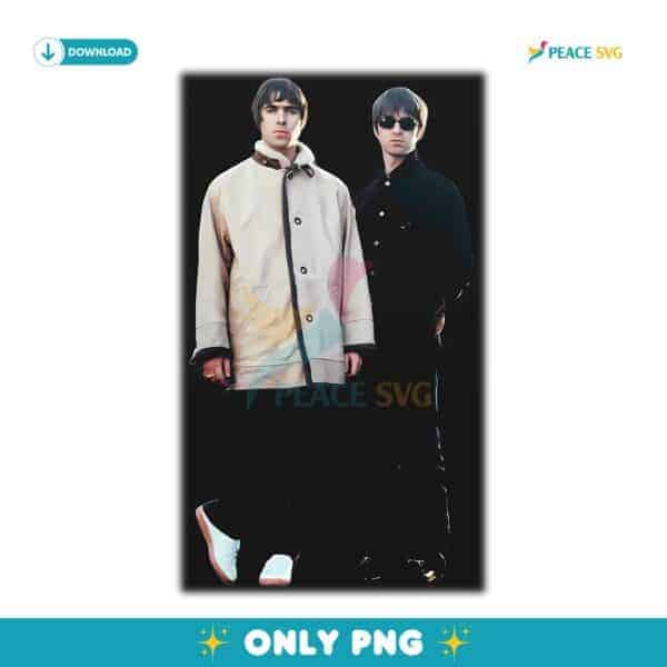 Oasis Band Vintage Duo Portrait Black Graphic PNG