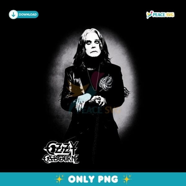 Ozzy Osbourne Gothic Black Outfit Spotlight Portrait PNG