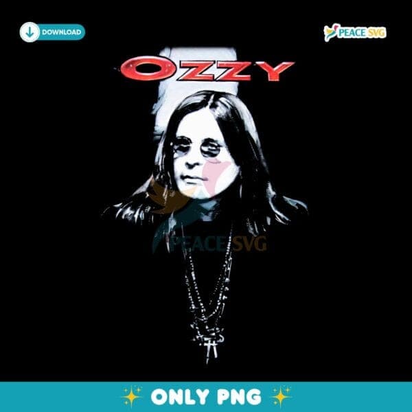 Ozzy Osbourne Red Logo Dark Rocker Portrait PNG