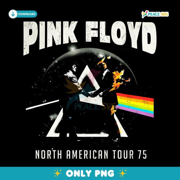 Pink Floyd North American Tour 75 Burning Man Rainbow Prism Album Art PNG