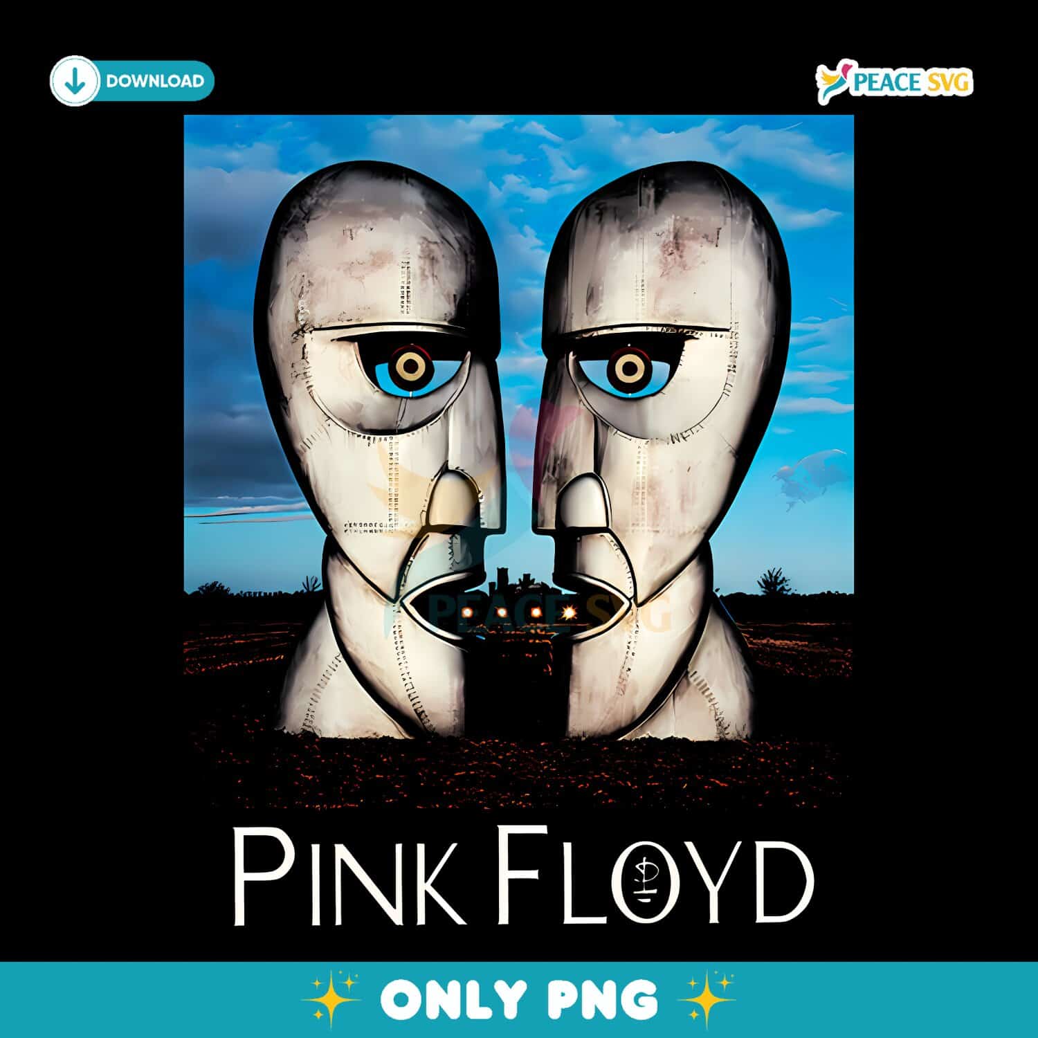 Pink Floyd The Division Bell Surreal Stone Heads Album Cover PNG