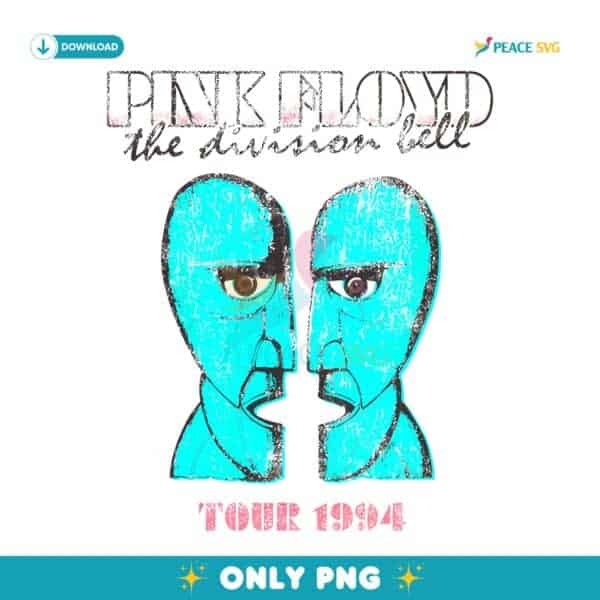 Pink Floyd The Division Bell Tour 1994 Blue Face Vintage Rock Art PNG