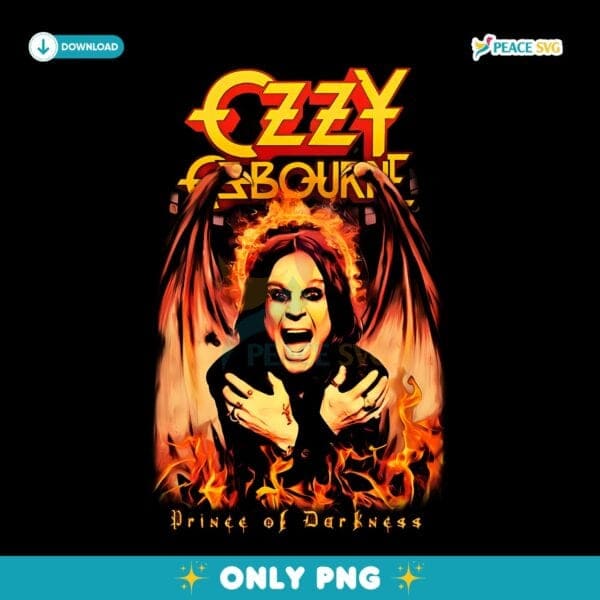 Prince Of Darkness Ozzy Fiery Demon Wings Gothic Halloween PNG