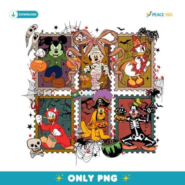 Retro Halloween Cartoon Friends Spooky Character PNG