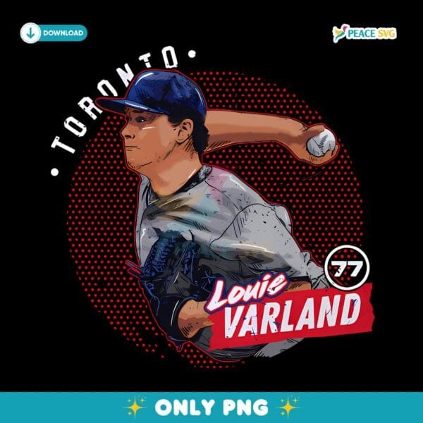 Retro Louie Varland Toronto Blue Baseball Vintage Illustration PNG