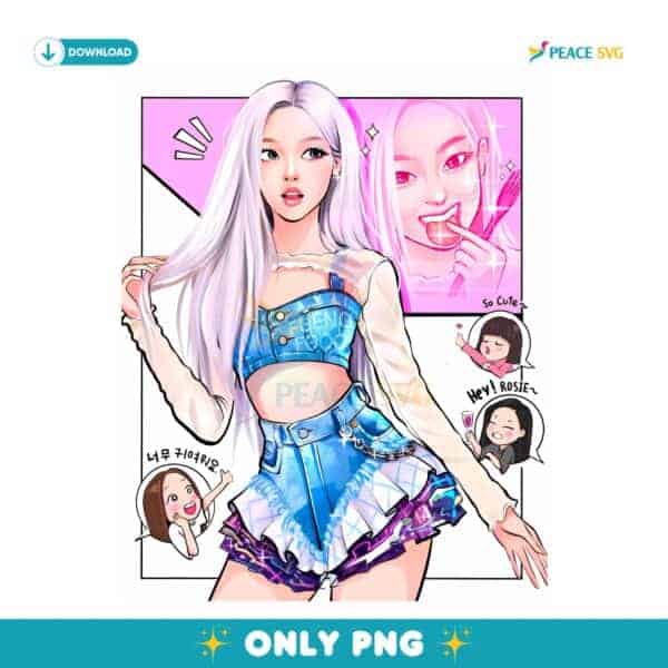 Rose Blackpink Cartoon Fanart So Cute Pose PNG
