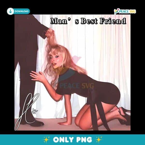 Sabrina Carpenter Man Best Friend Black Dress Kneeling Pose PNG