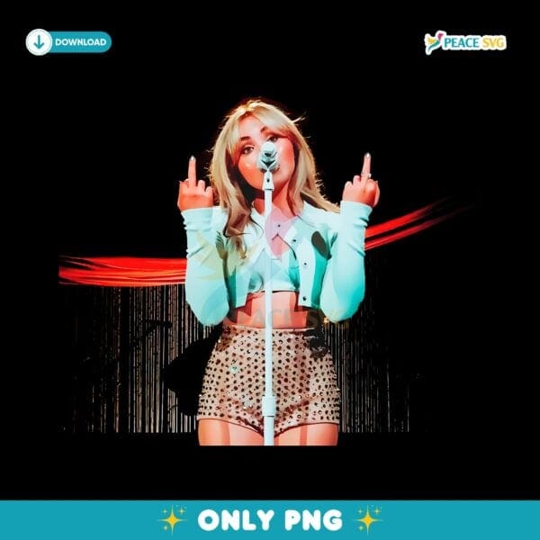 Sabrina Carpenter Savage Pop Star Concert Pose PNG