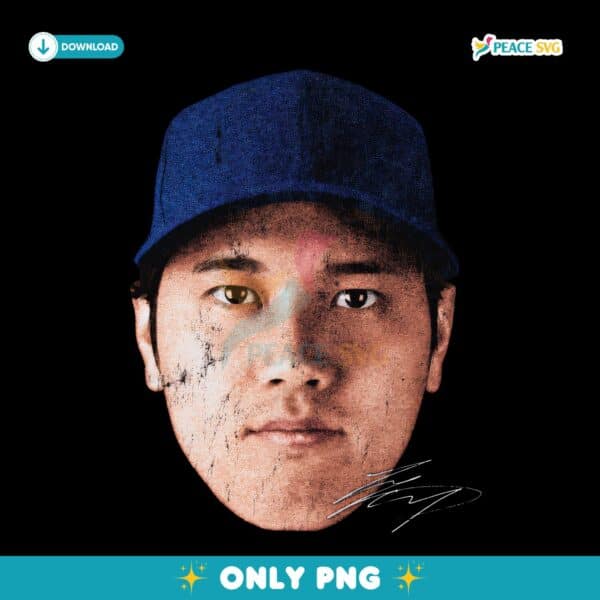Shohei Ohtani Los Angeles Baseball Vintage Headshot Graphic PNG