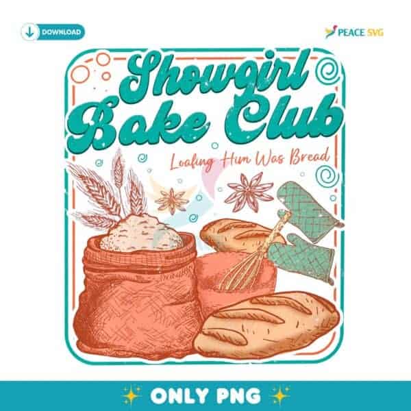 Showgirl Bake Club Retro Vintage Bread Bakery Illustration PNG