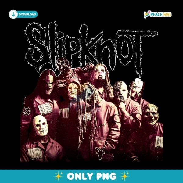 Slipknot Full Band Masked Members Logo Vintage Rock PNG