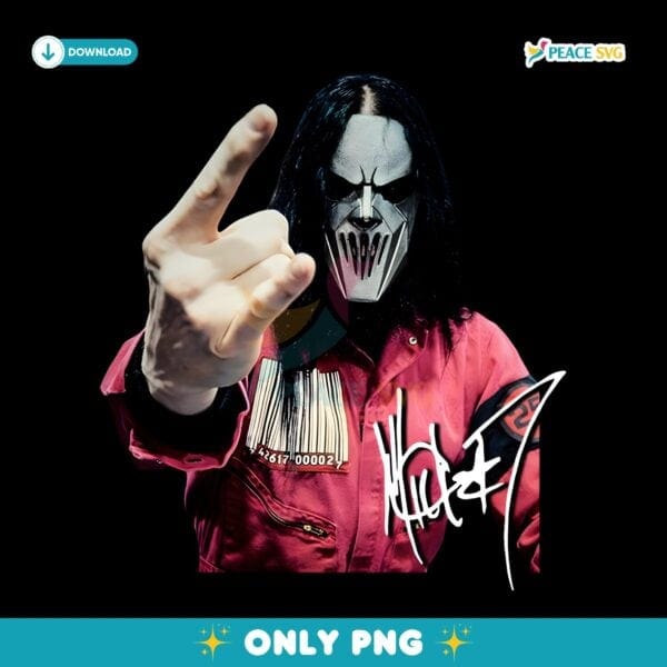 Slipknot Masked Member Red Uniform Rock Hand Gesture PNG