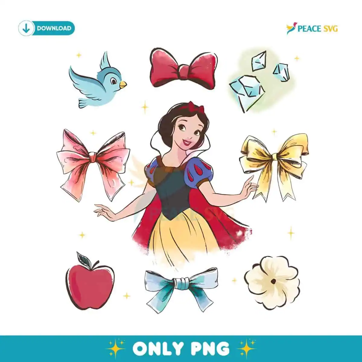 Snow White Bows Disney Princess PNG Instant Download | Peace SVG