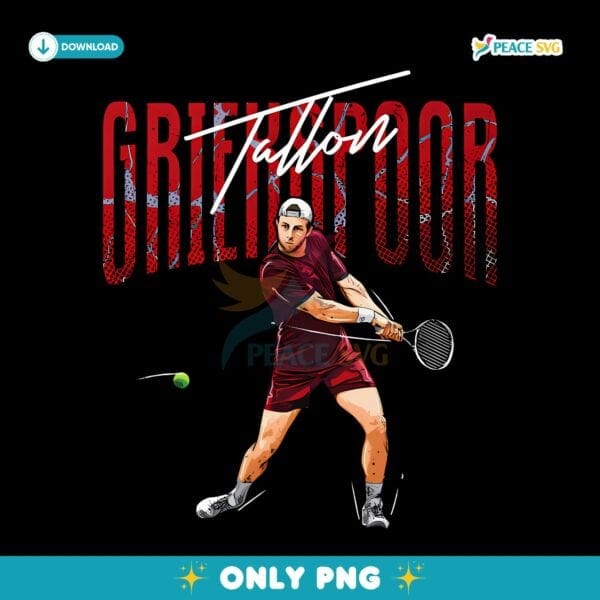 Tallon Griekspoor Tennis Player Graphic Swing Pose Grunge Style PNG