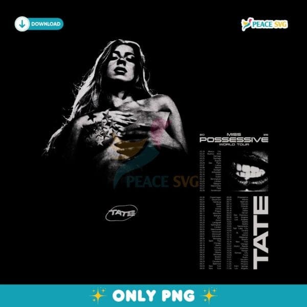 Tate Mcrae Miss Possessive World Tour 2025 Retro Vintage Concert PNG